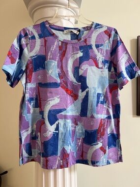 NWT Australia Sportscraft T-Shirt Colorful Art Mercerised Cotton Top Tee US Med